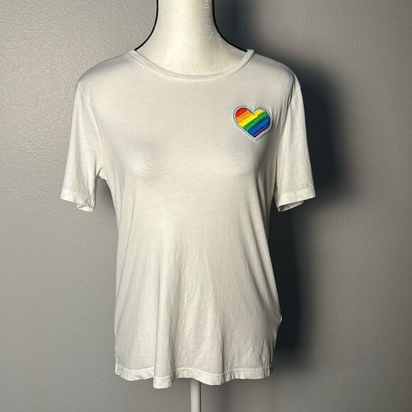 Kate Spade Rainbow Heart Patch Tee sz M - Picture 3 of 5